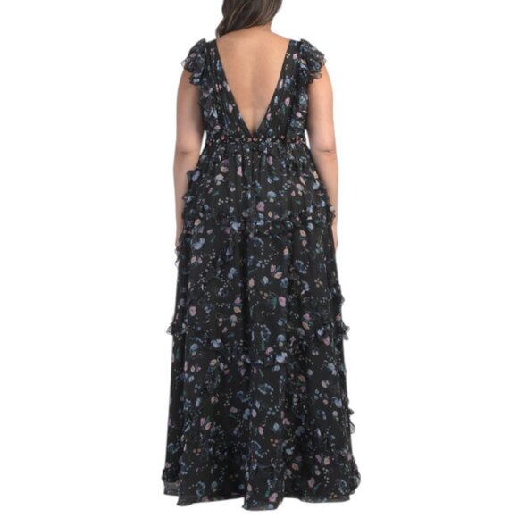 MAC DUGGAL Sleeveless Ruffle Floral Gown - Picture 2 of 3